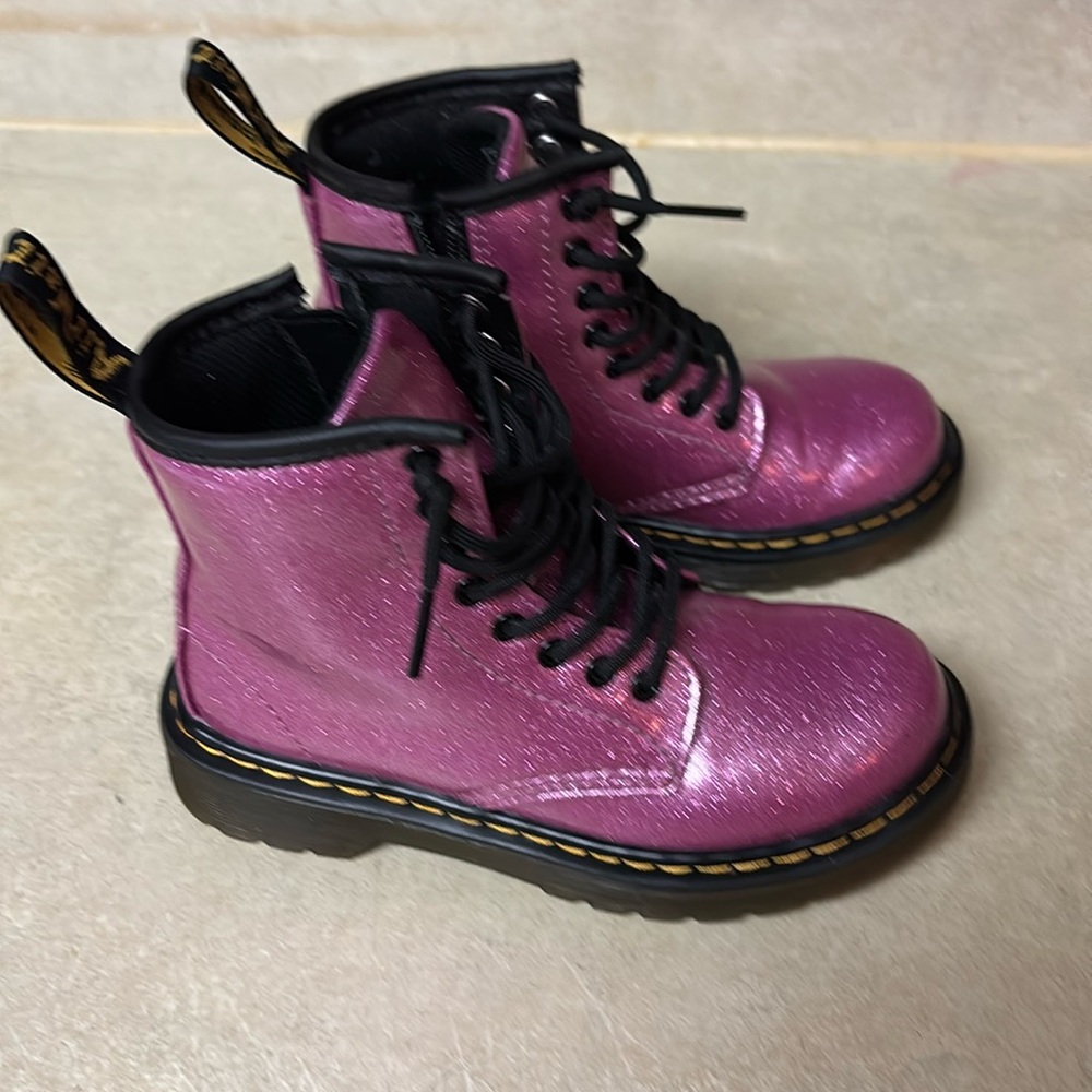 Lightly used! Dr Martens 1460 8-Eye Glitter Boot, Pink, Little girls size 12